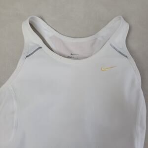 Nike Womens Dri-Fit Training Tank Top Size Small White Mesh Racerback Pockets